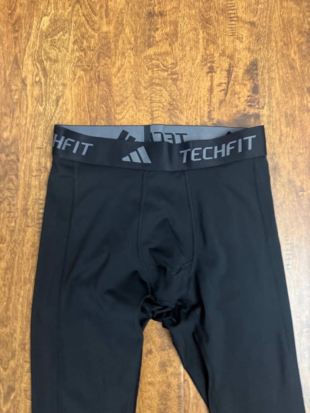adidas Men’s Black Techfit Compression Leggings with White Logos Size L - Picture 3 of 9